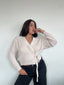 SWEATER KIMMIE CRUDO - CHALECO DE ALGODÓN CRUZADO CON AMARRAS