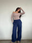(PRE-VENTA) PANTALÓN BUZO AZUL - CORTE RECTO LOGO BORDADO