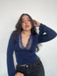 TOP SIENNA ENCAJE AZUL