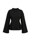 TOP MIKA NEGRO - POLERA CON PINZAS MANGA LARGA DE ALGODÓN
