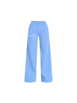 PANTALÓN BUZO CELESTE - CORTE RECTO LOGO BORDADO