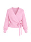 (PRE-VENTA) SWEATER KIMMIE ROSADO - CHALECO DE ALGODÓN CRUZADO CON AMARRAS