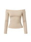 TOP LUNA BEIGE - POLERA MANGA LARGA OFF SHOULDER AJUSTADA