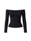 TOP LUNA NEGRO - POLERA MANGA LARGA OFF SHOULDER AJUSTADA