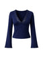 TOP SIENNA AZUL - POLERA CON ESCOTE Y ENCAJE