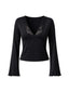 TOP SIENNA NEGRO - POLERA CON ESCOTE Y ENCAJE